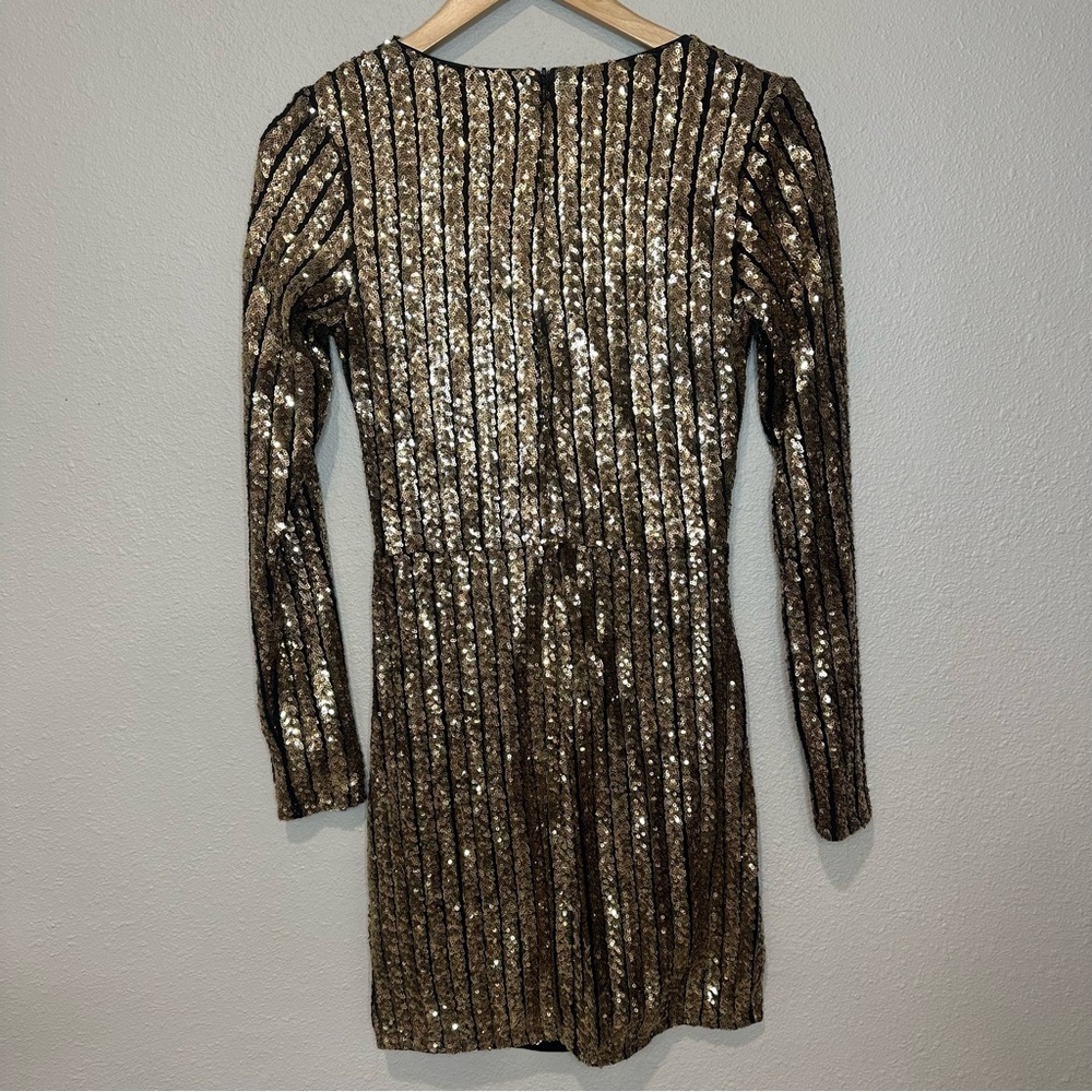 Lulu's Party Starts Now Shimmering Gold Sequin Long Sleeve Dress - Picture 9 of 11